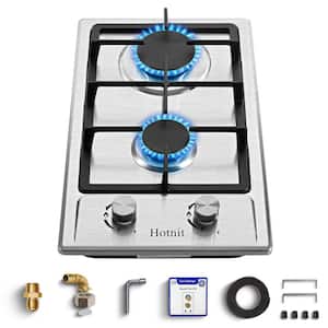 12 in. 2 Burners Recessed Gas Cooktop in Silver with Power Burners 13500 BTU, NG/LPG Dual Fuel Built-in Gas Stove Top