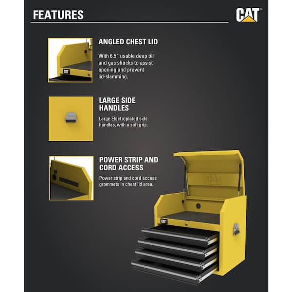 CAT 26 in. W x 18 in. D 4-Drawer Heavy Duty Top Tool Chest with Power Strip