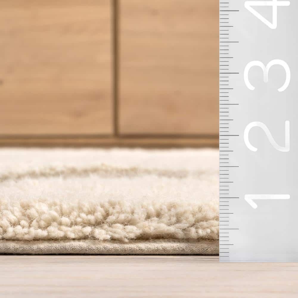 Murray Ivory Geometric Wool Machine Washable 8' x 10' Area Rug