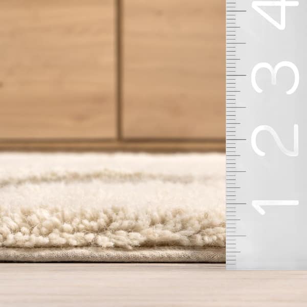 Murray Ivory 8 ft. x 10 ft. Geometric Wool Machine Washable Area Rug