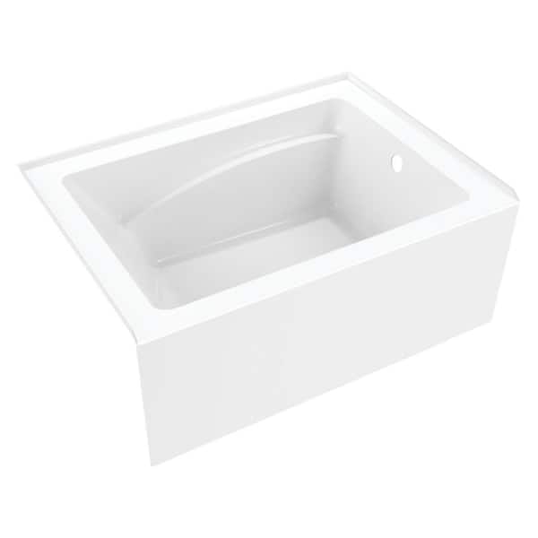 Kingston Brass Aqua Eden 48 in. x 35 in. Acrylic Rectangular Alcove Soaking Bathtub with Right Drain in Glossy White
