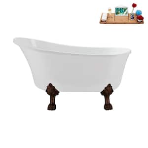 51 in. Acrylic Clawfoot Non-Whirlpool Bathtub in Glossy White, Brushed GunMetal Drain, Matte Oil Rubbed Bronze Clawfeet