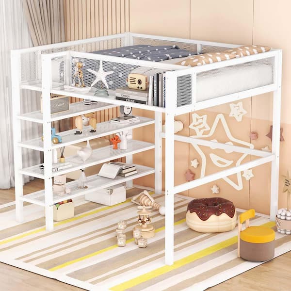 wetiny White Full Platform Bed