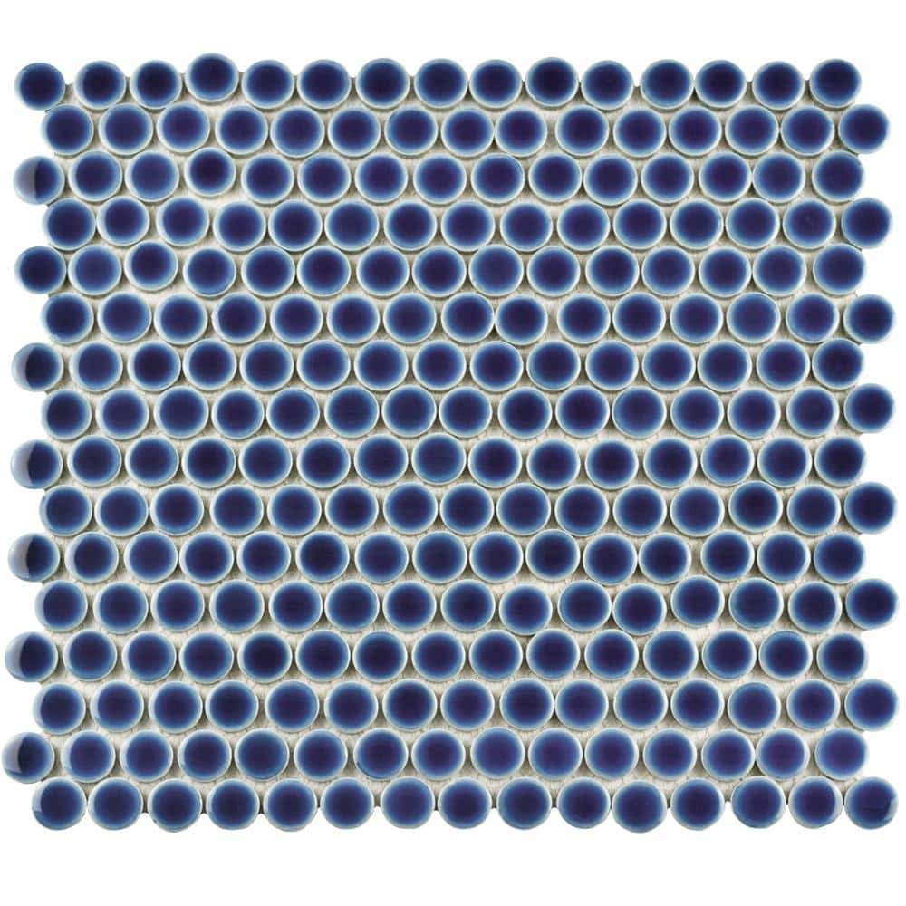 Hudson Penny Round Smoky Blue 12 in. x 13 in. Porcelain Floor and Wall Mosaic Tile (10.5 sq. ft./Case) price history on PriceWatchPro