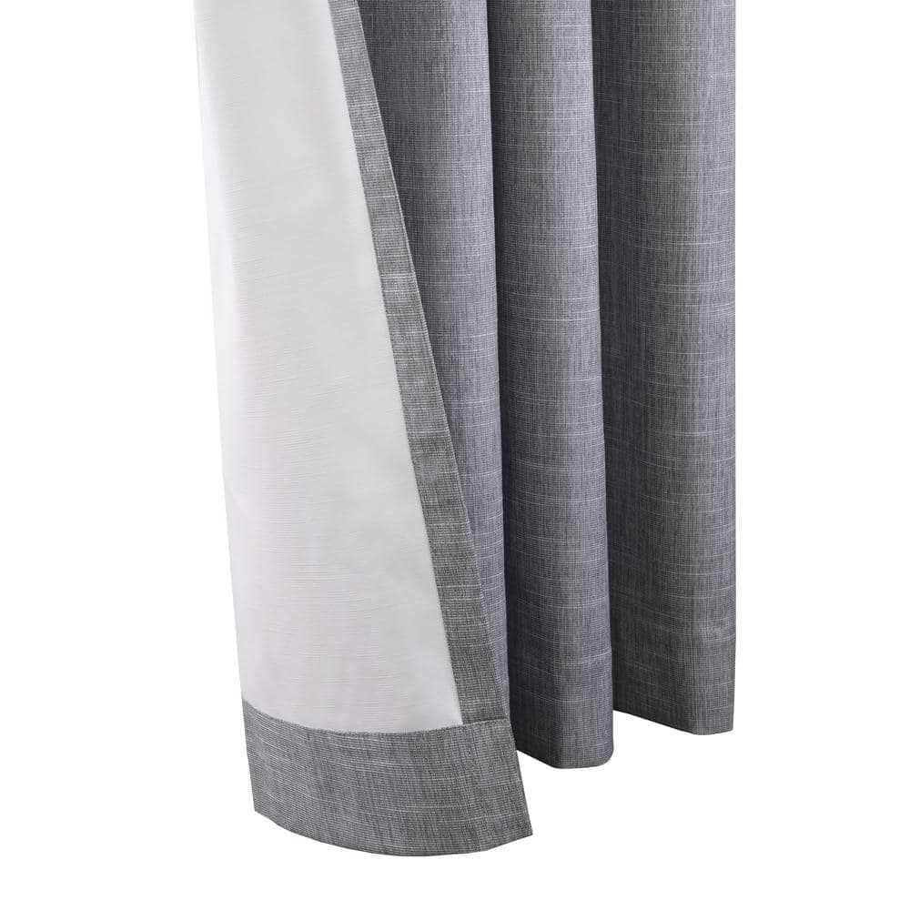 Gray Grommet Blackout Pleated Kids Polyester Window Drapes