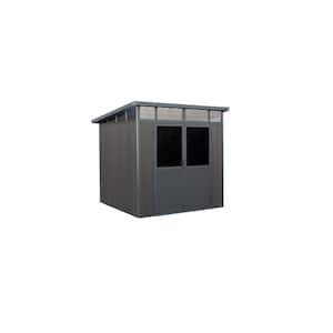 7 ft. x 7 ft. Wood Plastic Composite Heavy-Duty Storage Shed - Pent Roof and Double Doors Graphite Color (49 sq. ft.)
