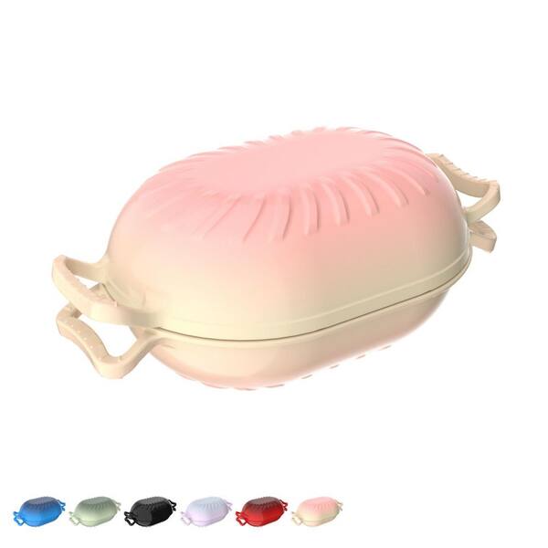 5 qt. Candy‑Shaped Enameled Cast Iron in Pink Oval Bread Baker with Heat‑Resistant Mitts and Pot Mat