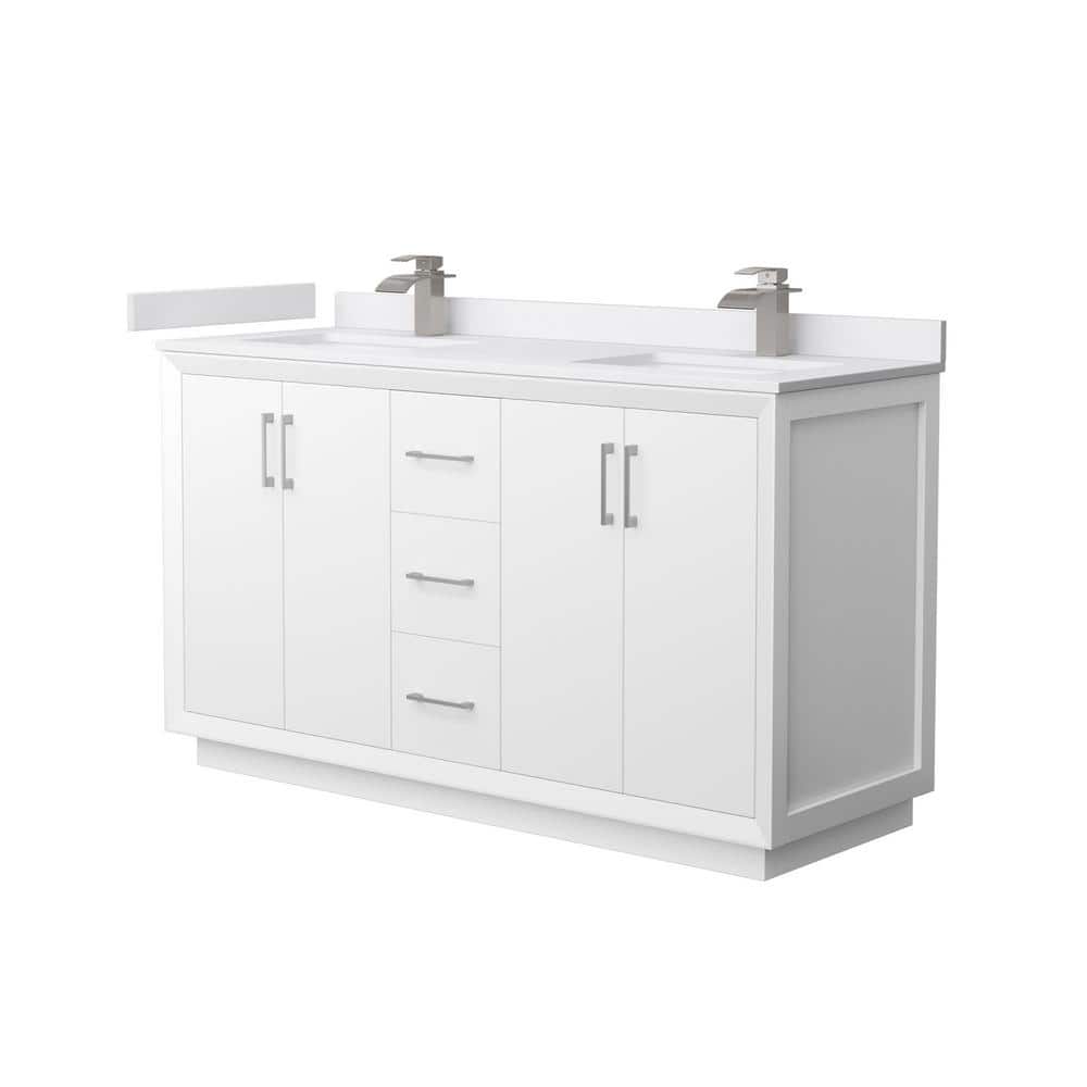 Strada 60 in. W x 22 in. D x 35 in. H Double Bath Vanity in White with White Cultured Marble Top price history on PriceWatchPro