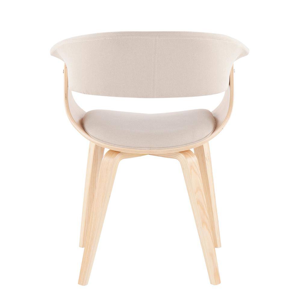 Cream Velvet Upholstered Armchair Set with Natural Wood Legs