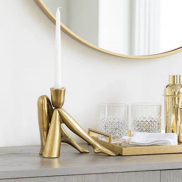 5.5 in. Gold Metal Bent Legs Taper Candle Holder