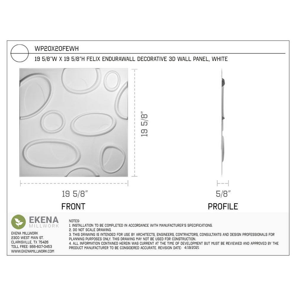 White Textured PVC 3D Decorative Wall Panel 19.63" x 19.63"