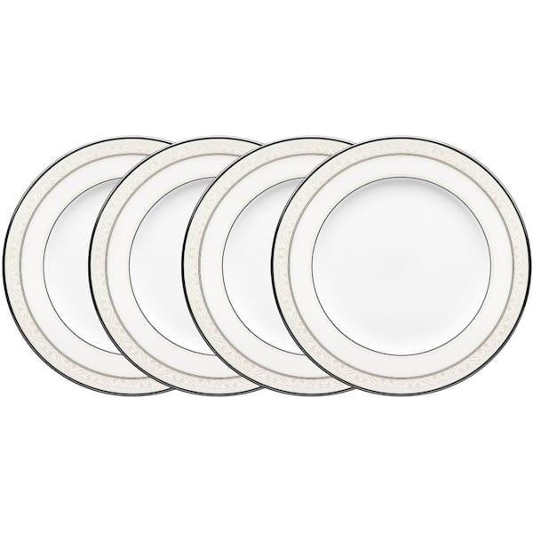 Noritake Montvale Platinum 6.5 in. White Bone China Bread and Butter Plates (Set of 4)