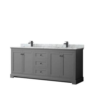 Avery 80 in. W x 22 in. D x 35 in. H Double Bath Vanity in Dark Gray with White Carrara Marble Top
