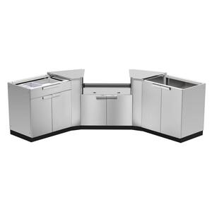 Stainless Steel 5-Piece 145.25 in. W x 36.5 in. H x 24 in. D Outdoor Kitchen Cabinet Set without Counter Tops