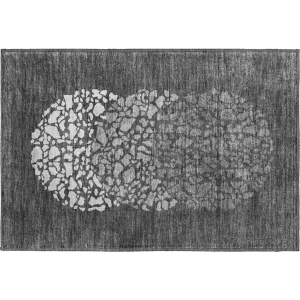 Addison Rugs Mayfield Premium Machine Washable Indoor/Outdoor Geometric AMF643 Charcoal 1 ft. 8 in. x 2 ft. 6 in. Area Rug