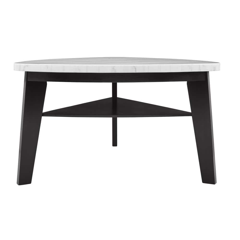 Transitional 60" Round Marble & Wood Counter Height Dining Table