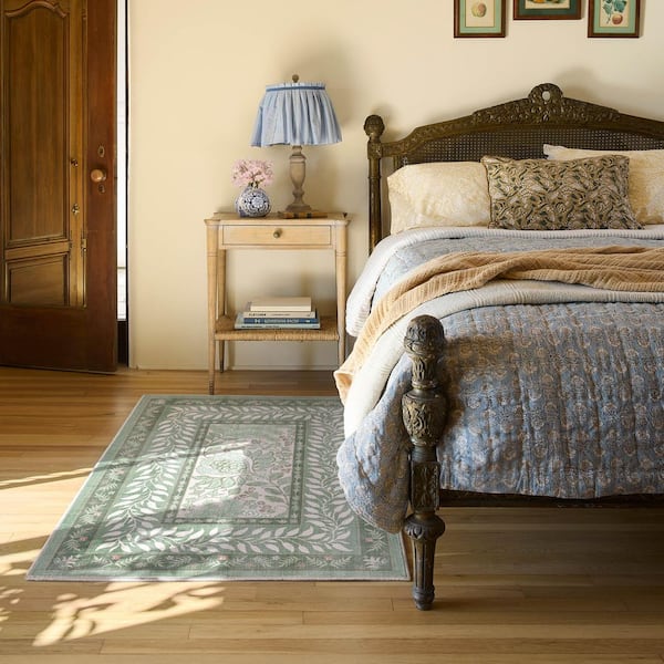 Machine Washable Rug with Standard Pad - Provence Sage 3 ft. x 5 ft.