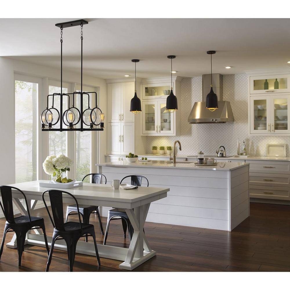 Matte Black and Gold Mini Pendant Light with Glass Bowl