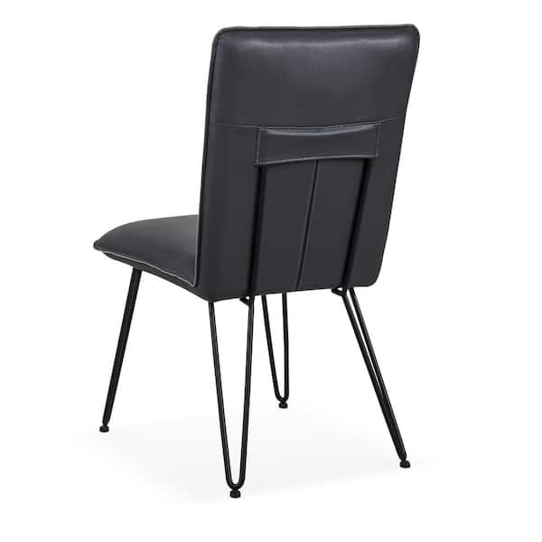 Black and White Pin Leg Dining Chairs Leather set of 4 Black and White Pin Leg Dining Chairs Leather set of 4