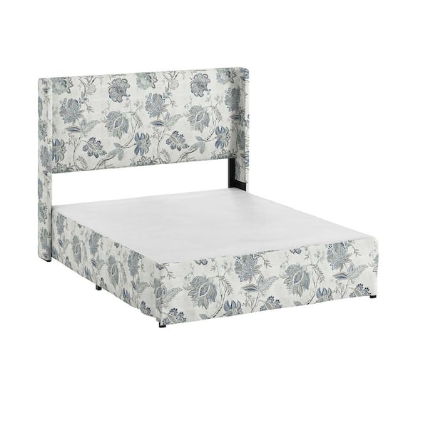JAYDEN CREATION Raymond 2 Piece Jacobean Wingback Design King Bedroom Set with Metal Platform Bed Frame