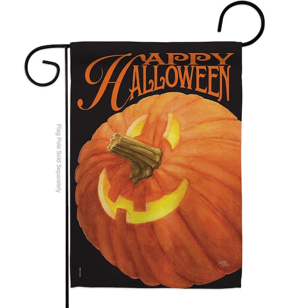 Breeze Decor 13 in. x 18.5 in. Jack O Lantern Garden Flag Double-Sided Fall Decorative Vertical Flag
