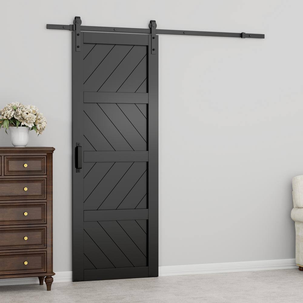 30" x 84" Black MDF Sliding Barn Door with Hardware Kit