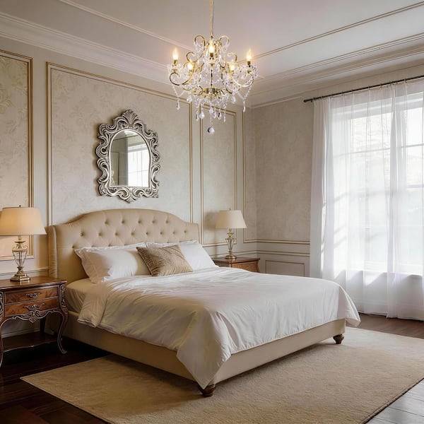 Atlanta 5-Light 22 in. Gold Crystal Traditional Candle Dimmable Chandeliers Living Dining Foyer Lighting