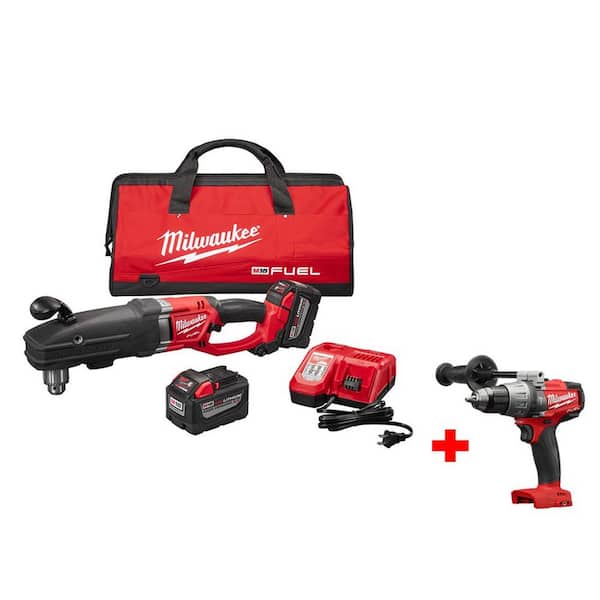 Milwaukee M18 FUEL 18V Lithium-Ion Super Hawg 1/2 in. Right Angle Drill High Demand Kit Free M18 FUEL 1/2 in. Hammer Drill
