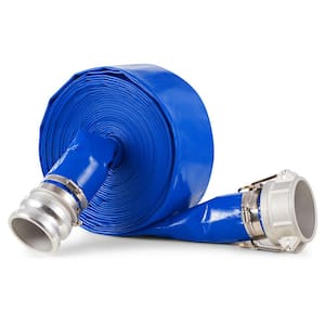 Backwash Hose 3 in. x 50 ft. Blue High Quality PVC Hose with Clamps Camlock Fit Various Pumps for Agricultural Purposes