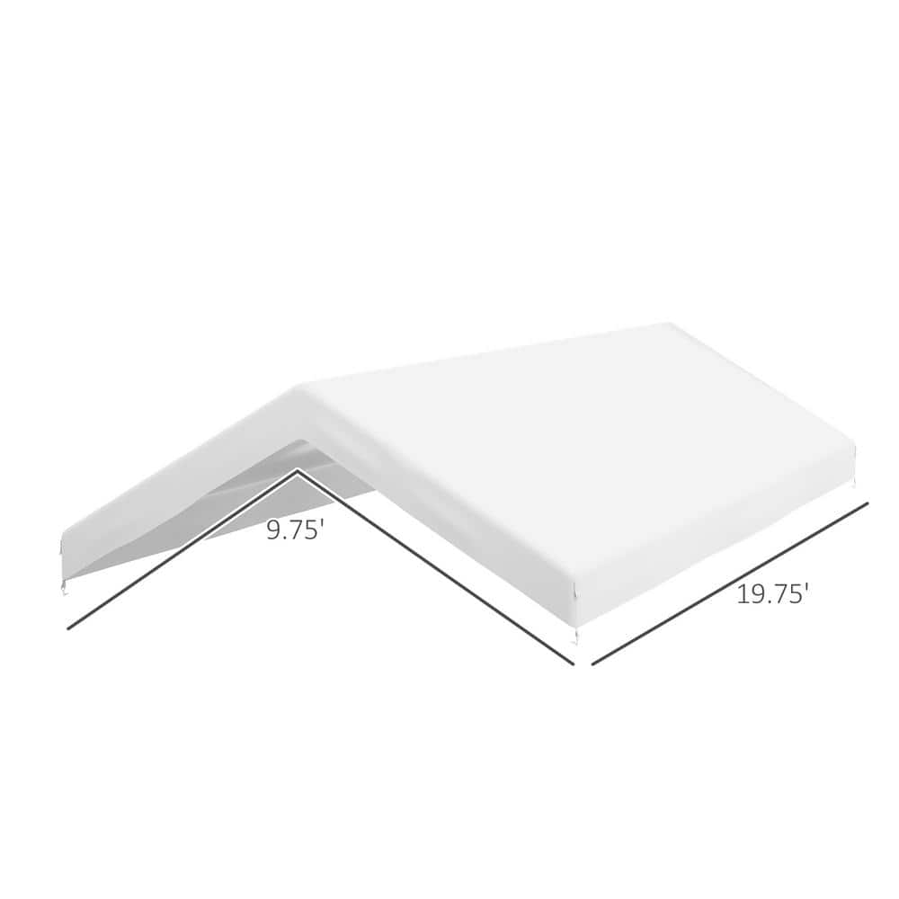 White Polyethylene Carport Replacement Canopy Cover with Bungee Cords
