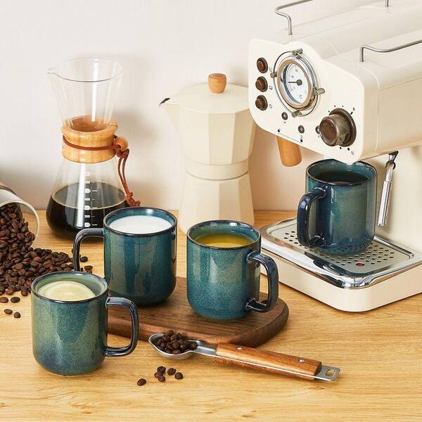 vancasso Starry 12 oz. Green Stoneware Coffee Mugs Set of 4