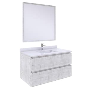 Formosa 36 in. W x 20 in. D x 20 in. H White Single Sink Bath Vanity in Rustic White with White Vanity Top and Mirror
