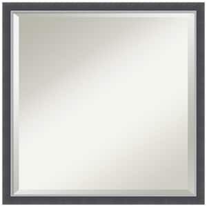 Eva 21.75 in. x 21.75 in. Modern Square Thin Framed Black SilverBathroom Vanity Mirror