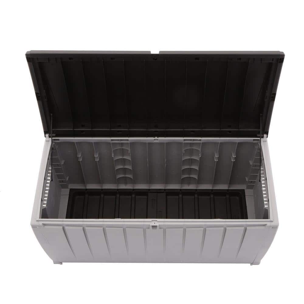 Keter 90 Gallon Black and Gray Lockable Plastic Deck Box