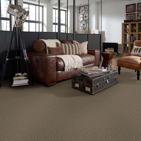Palmdale II - Cobblestone - Brown 31.2 oz. Polyester Texture Installed Carpet