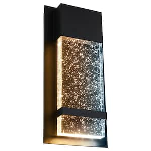 13.75 in. x 6.50 in. Black Outdoor LED Raindrop Wall Sconce Light Fixture 12 Watts Color Selectable Dimmable