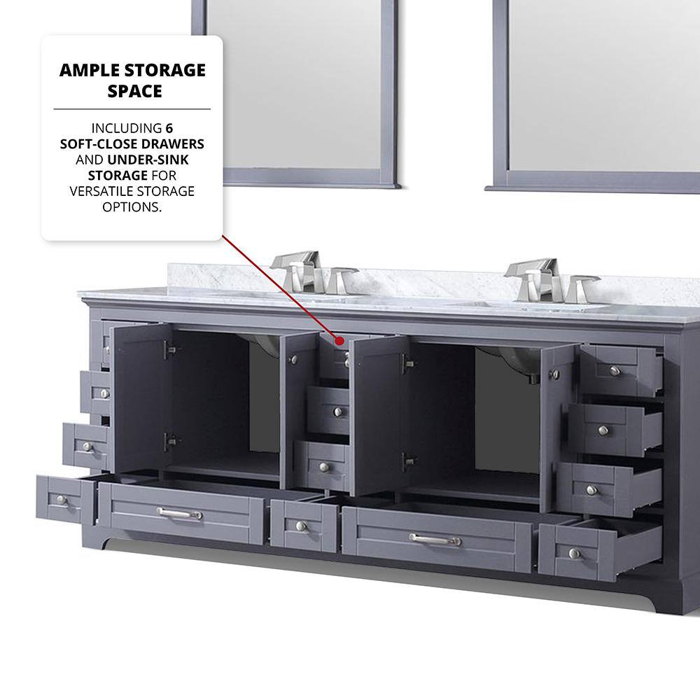 Dukes 84" Dark Grey Double Vanity with White Carrara Marble Top
