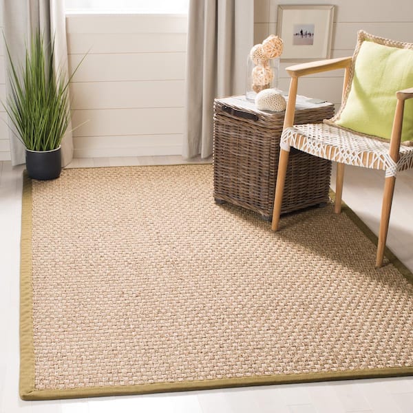Natural Fiber Beige/Olive Doormat 2 ft. x 3 ft. Border Area Rug