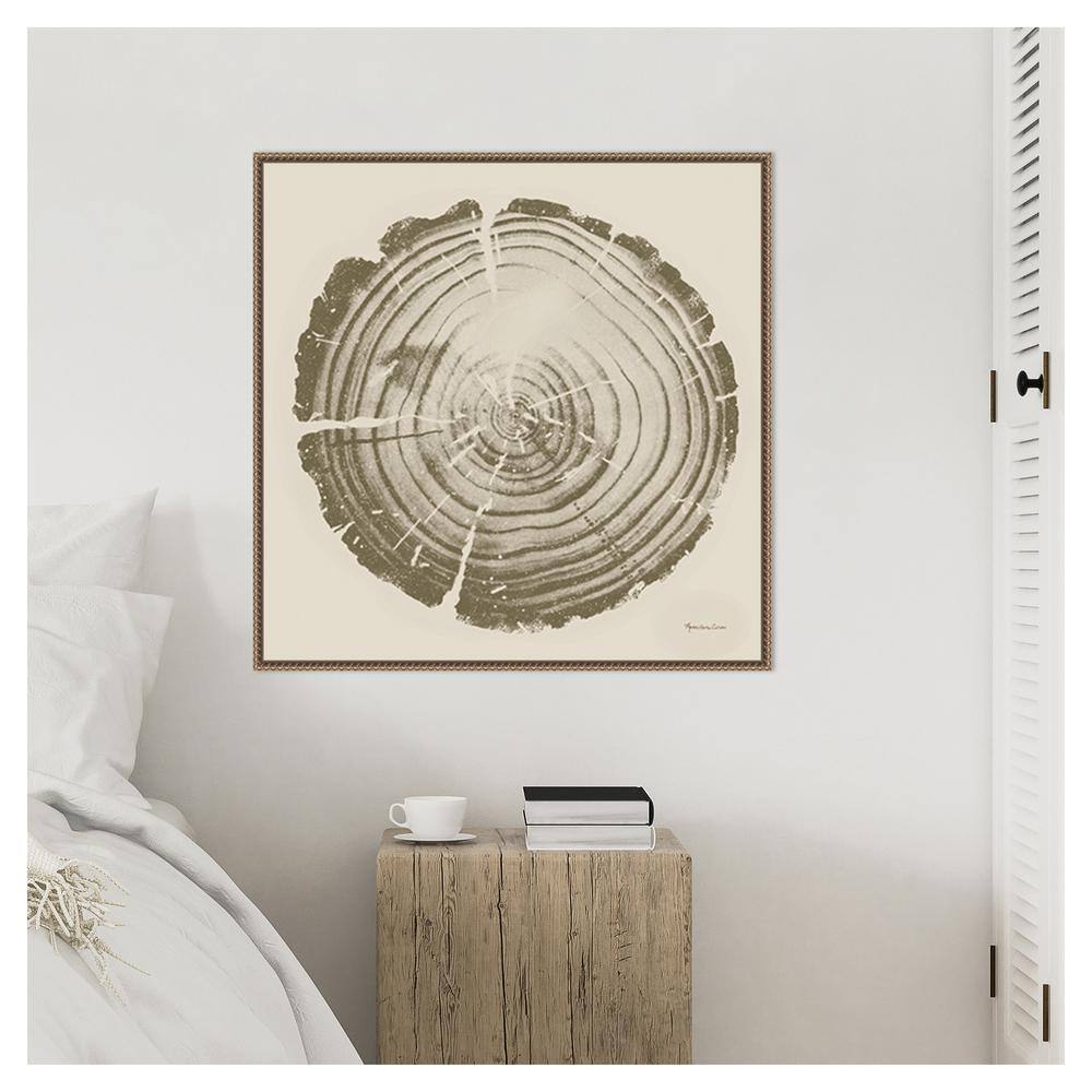 Tree Trunk Cream II Abstract Canvas Print with Bronze Floater Frame