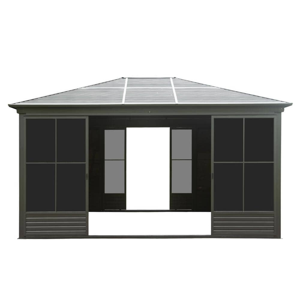 14.5 ft. W x 12 ft. D Wall-Mounted Aluminum Patio Gazebo with Solarium price history on PriceWatchPro