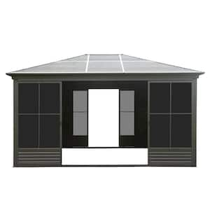 14.5 ft. W x 12 ft. D Wall-Mounted Aluminum Patio Gazebo with Solarium