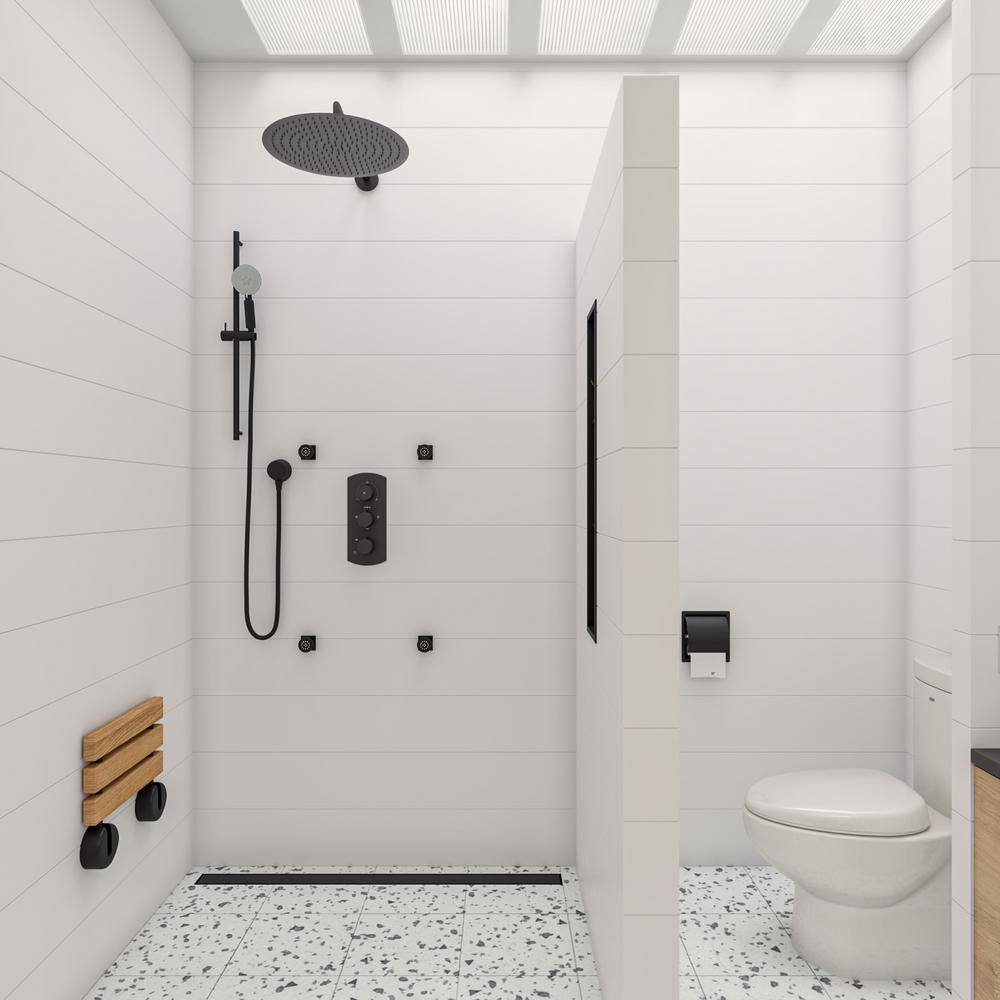 Black Matte 20" Round Wall Mounted Shower Arm