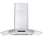 30 in. 700 CFM Wall Mounted Range Hood in Silver with Touch Controls, LED Lighting