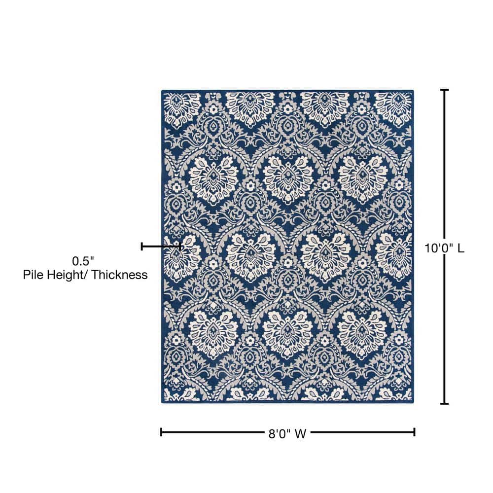 Ivory Floral Elegance 8' x 10' Hand-Tufted Wool-Cotton Rug
