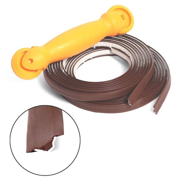 InstaTrim 1/2 in. x 20 ft. Dk Brown PVC Self-adhesive Flexible Caulk Trim Molding and Applicator Tool