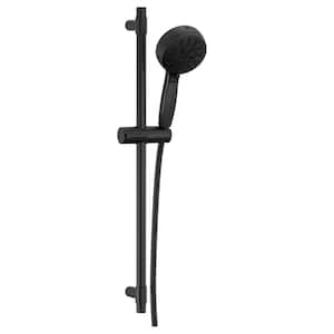 7-Spray Patterns 4.5 in. Wall Mount Handheld Shower Head 1.75 GPM with Slide Bar and Cleaning Spray in Matte Black
