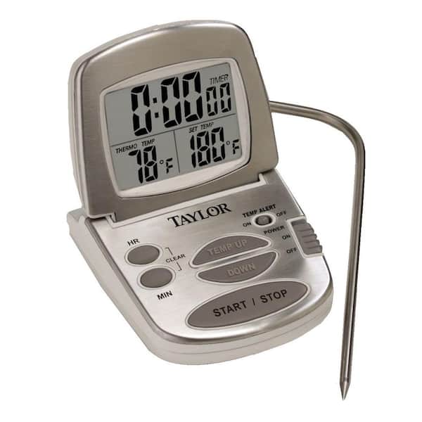 Taylor Gourmet Digital Silver LCD Food Thermometer with Timer
