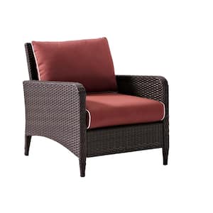 Kiawah Wicker Outdoor Lounge Chair with Sangria Cushions