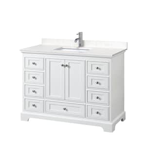 48 in. W x 22 in. D Single Vanity in White with Cultured Marble Vanity Top in Light-Vein Carrara with White Basin
