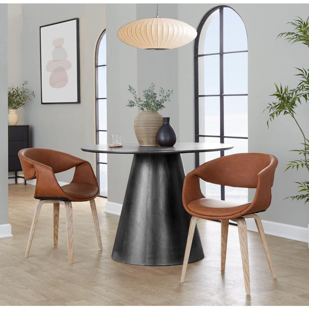 Curvo Whitewashed Wood and Camel Faux Leather Upholstered Chair (Set of 2) price history on PriceWatchPro